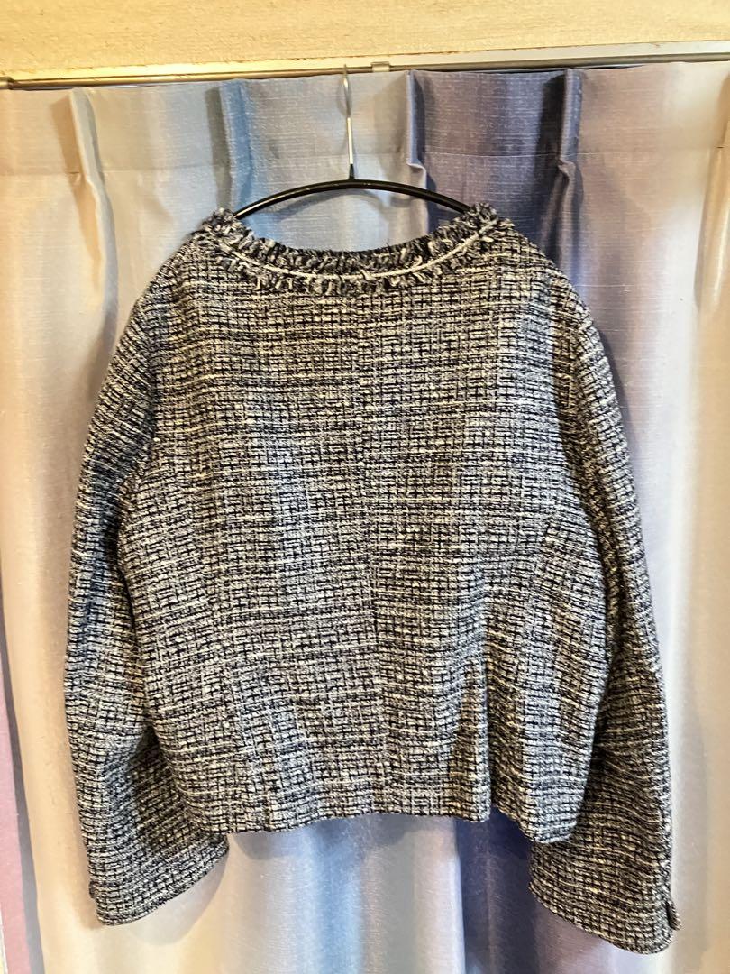 組曲　美品ノーカラー ツイードジャケット 2L 60%off お呼ばれ入園式