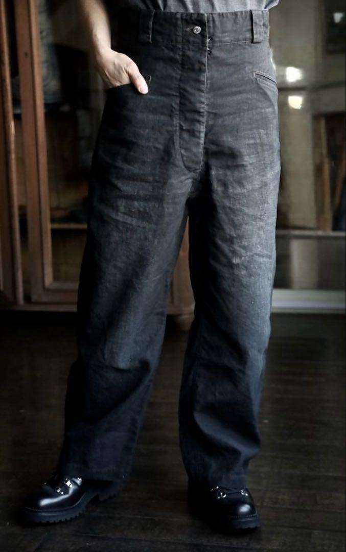 アプレッセ　Vintage Black Linen Trousers