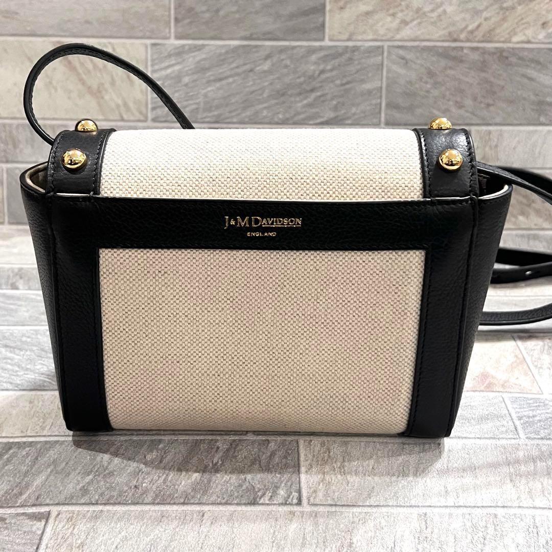 美品✨ J&M デヴィッドソン ショルダーバッグ キャンバス レザー ブラック ジェイアンドエムデヴィッドソン J&M DAVIDSON ハンドバッグ