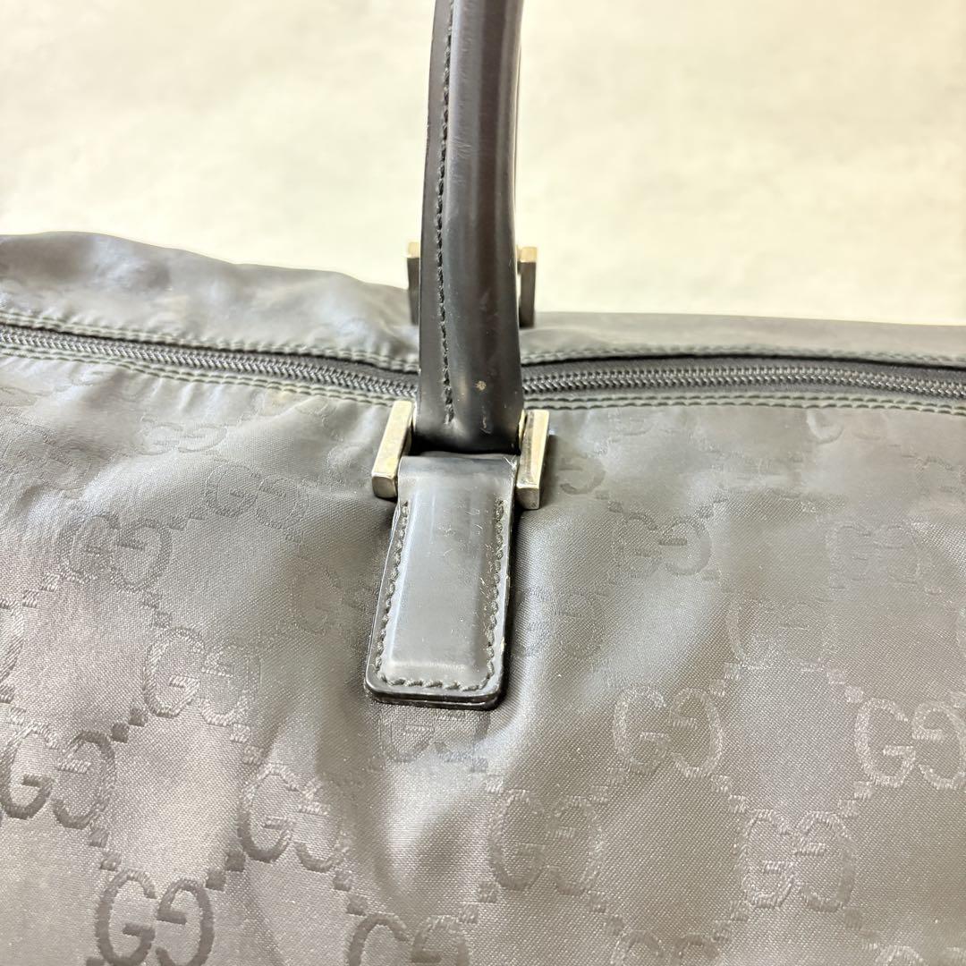 美品 GUCCI グッチ GG柄 ボストンバッグ ナイロン ブラック 大