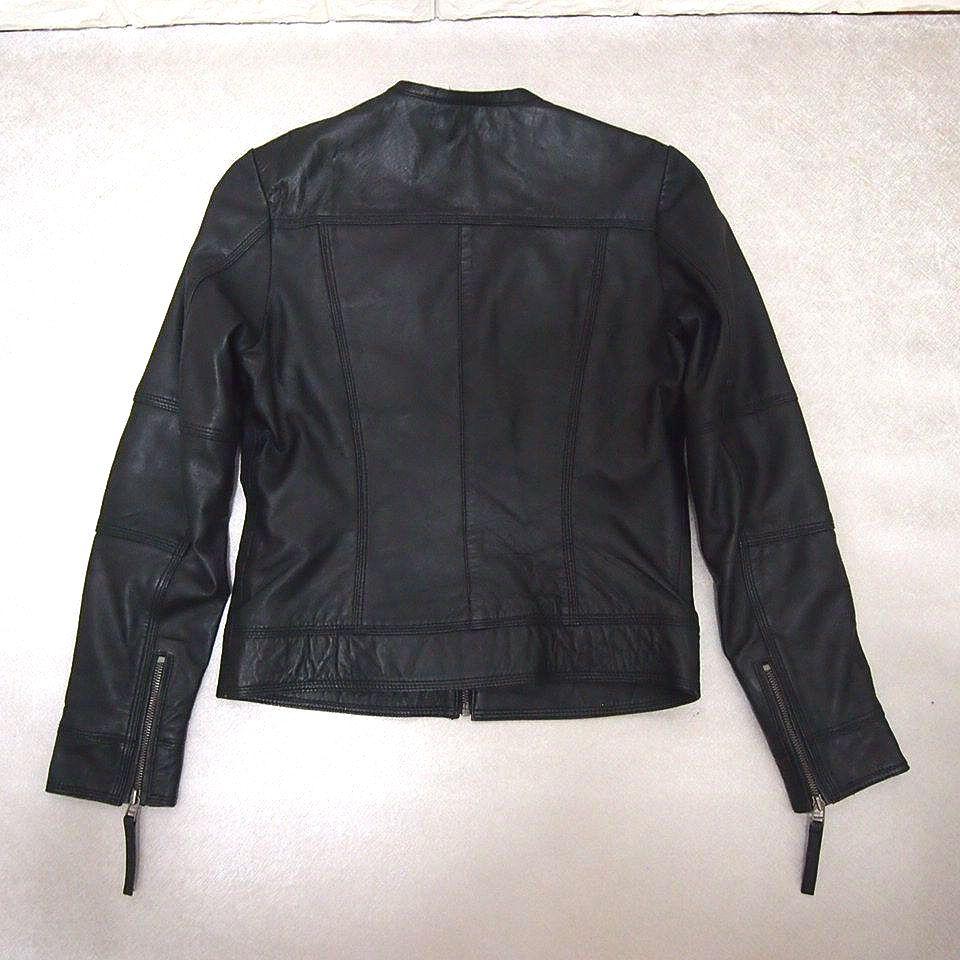 【美品★ラムレザー】Haruf　ハルフ　ノーカラー　ライダース ジャケット　黒