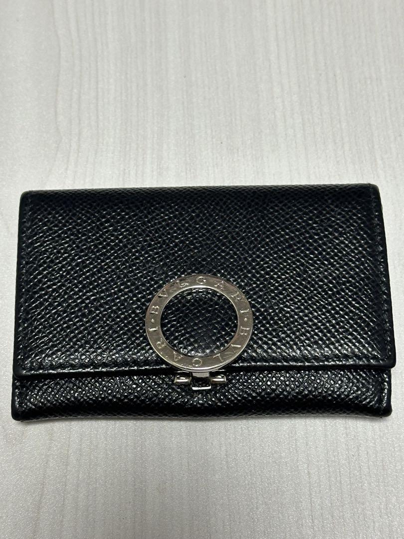 BVLGARI ブルガリ小銭入れ付きクレジットカードケーススマホケース コインケースパスケース カードホルダー定期入れ  カードケースブラックグレインカーフレザーブルガリブルガリマン 携帯入れ名刺入れ ロゴ刻印リングロゴプレート | kaminorth