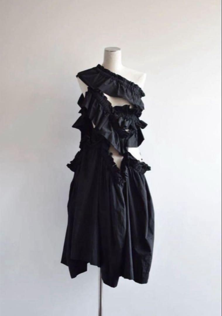 美品 HOUGA kiki frill skirt dress black 黒