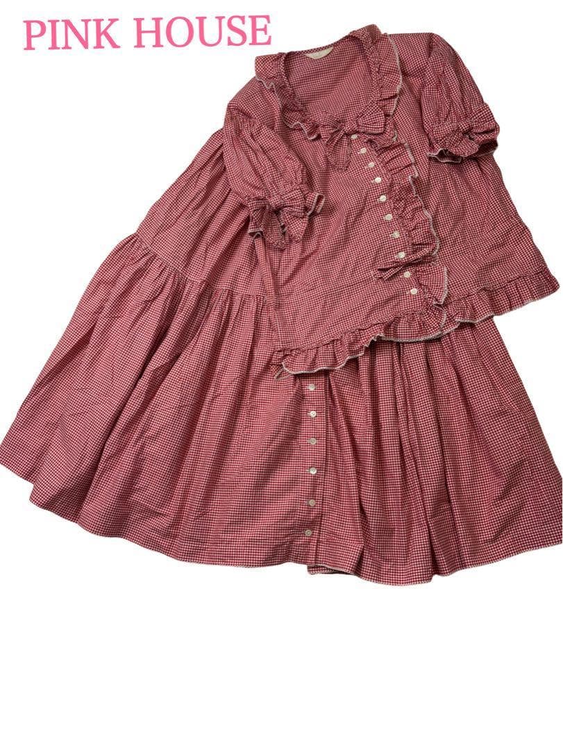 【希少】ピンクハウスギンガムチェック セットアップ リボン フリーサイズ 7,795円