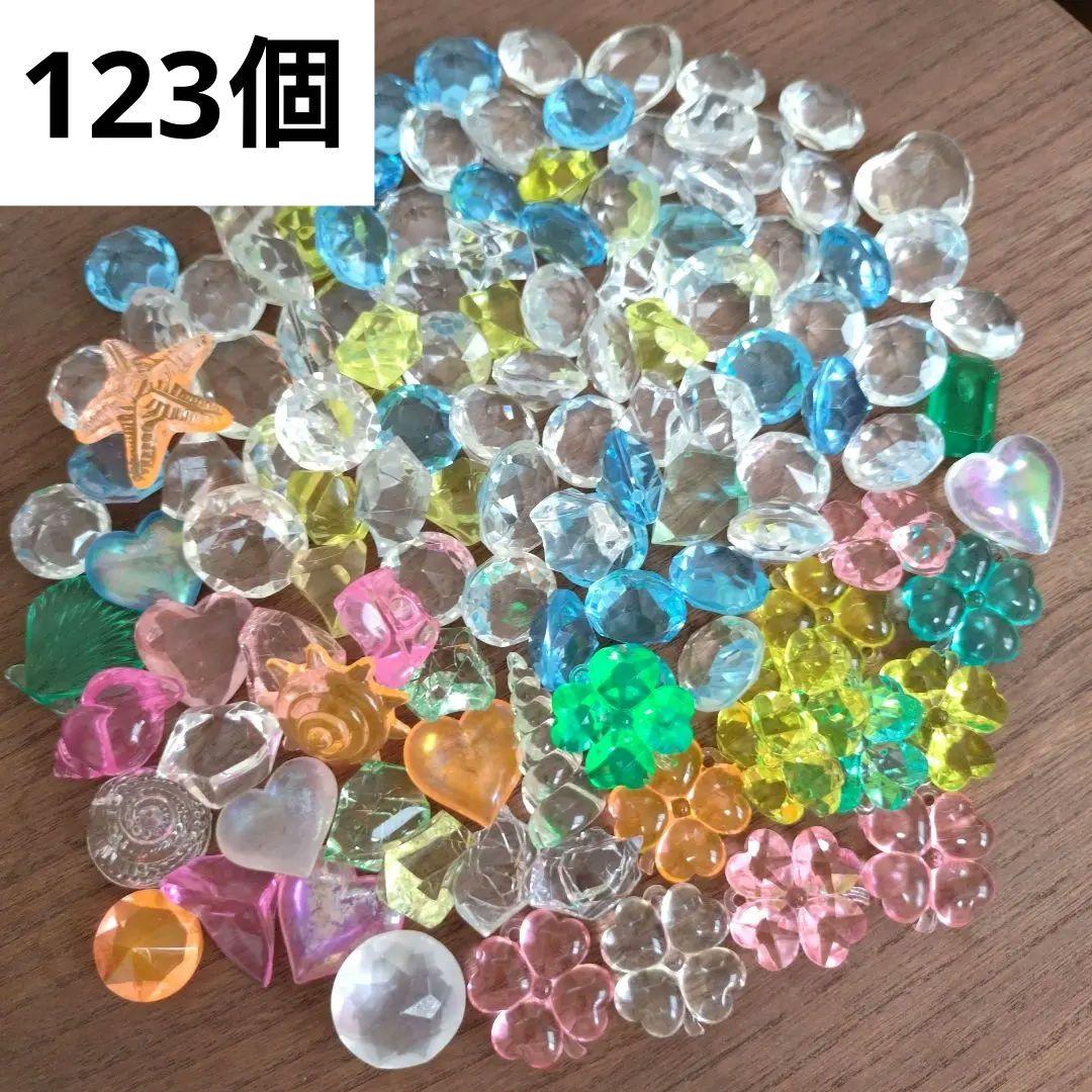 【123個(gè)】アクリルストーン　寶石　クローバー　ハート　貝殻