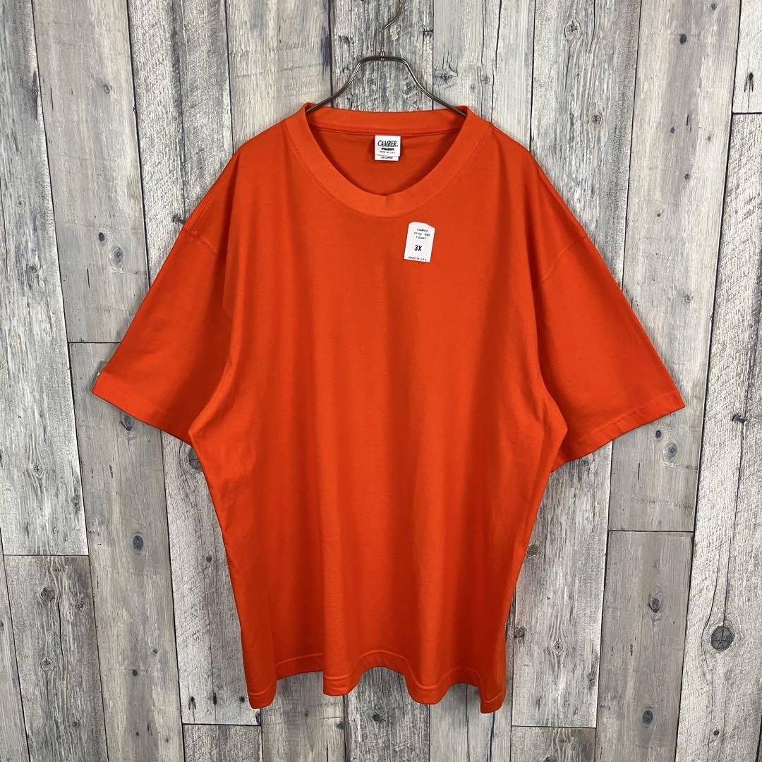【新品】CAMBER キャンバー 米国製 無地 オレンジ 半袖 Tシャツ3XL
