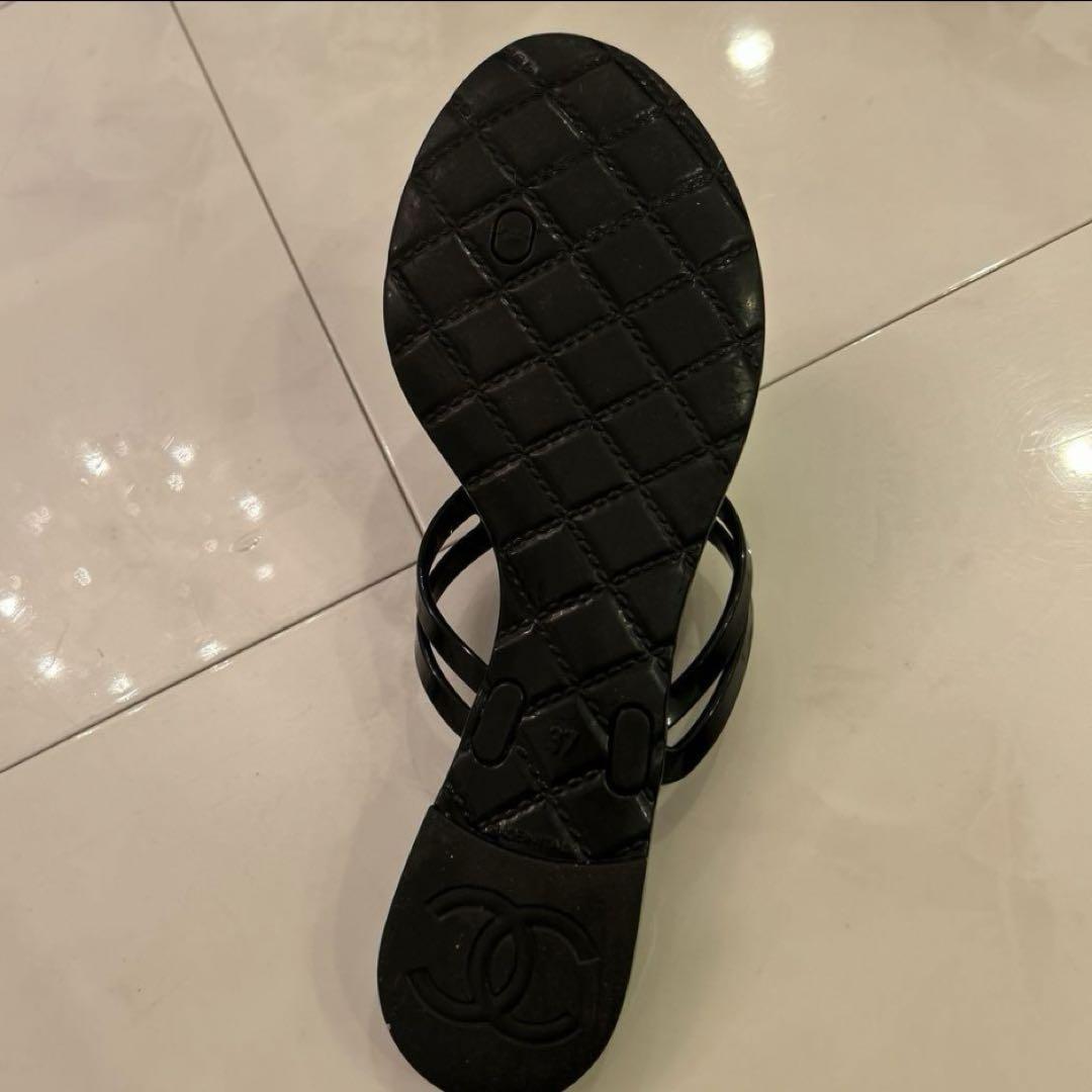 CHANEL サンダル サイズ37 フラワー装飾