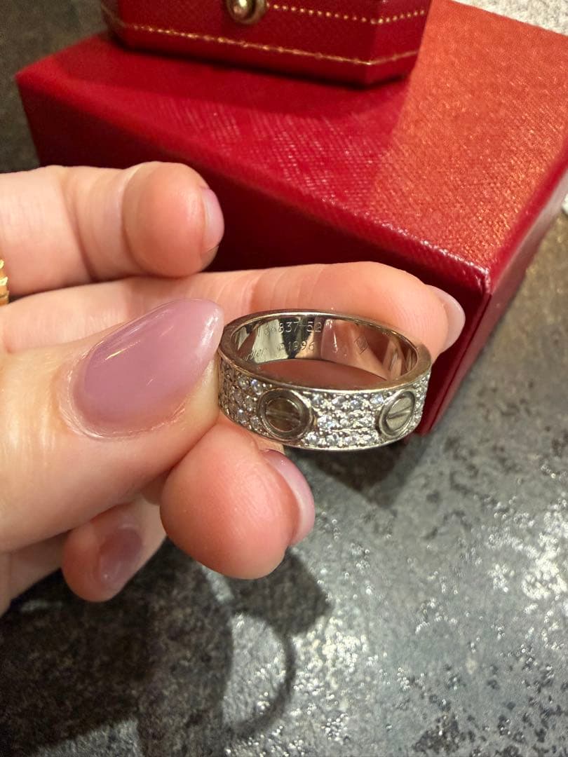 カルティエ ラブリング ダイヤ 52 12号 WG 保証書鑑別書付 エタニティ カルティエ ラブリング ダイヤ 52 12号 WG 保証書鑑別書付 エタニティ