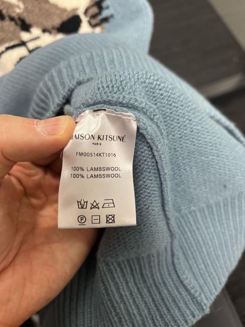 L メゾンキツネ MAISON KITSUNE FOX ニット ブルー