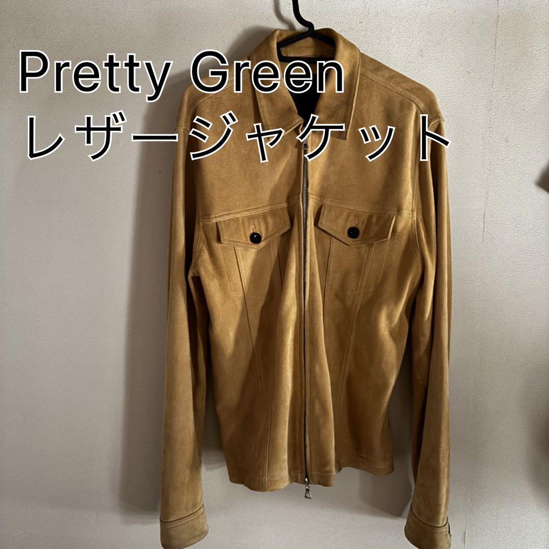 メンズPretty Green 薄手レザージャケット　イエロー