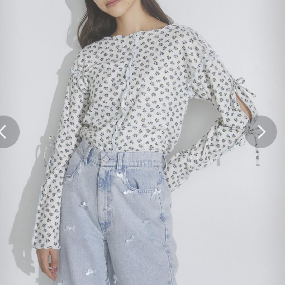 merry jenny 新品 ブルー カットアウト flowerサーマルtops