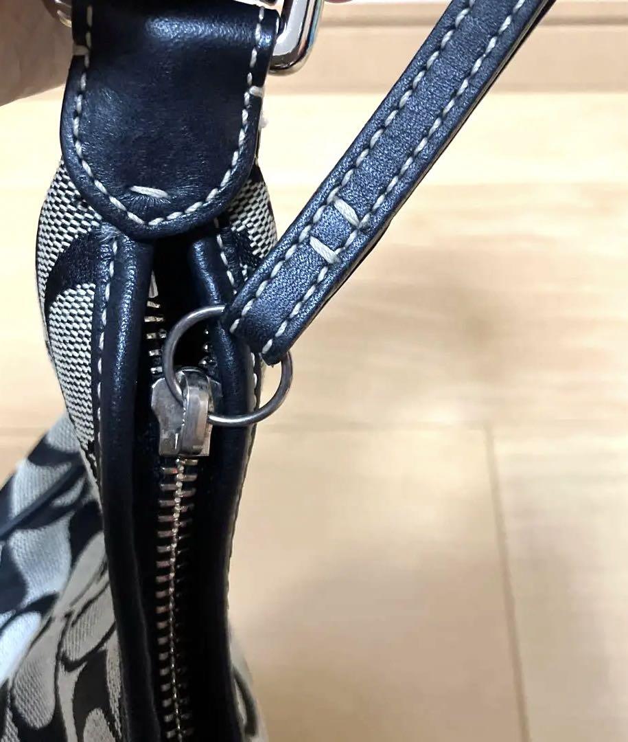 COACH コーチ ワンショルダー ハンドバッグ レザー キャンバス 黒
