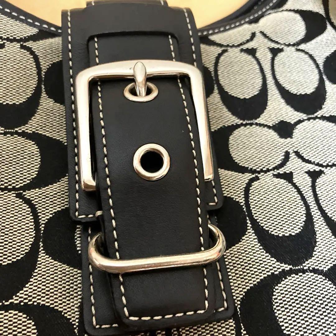 COACH コーチ ワンショルダー ハンドバッグ レザー キャンバス 黒