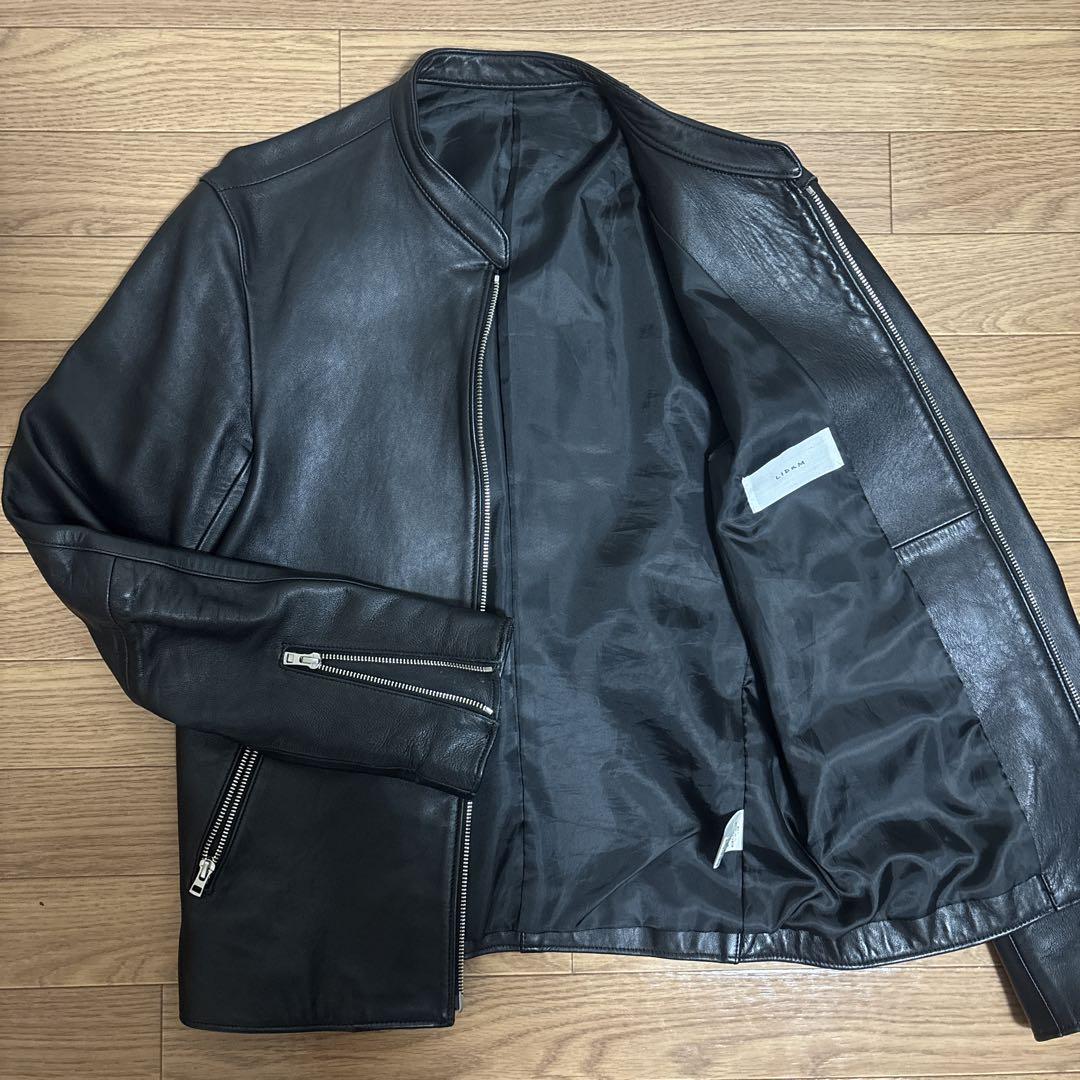 LIDUM 黒 レザー シングルライダースジャケット