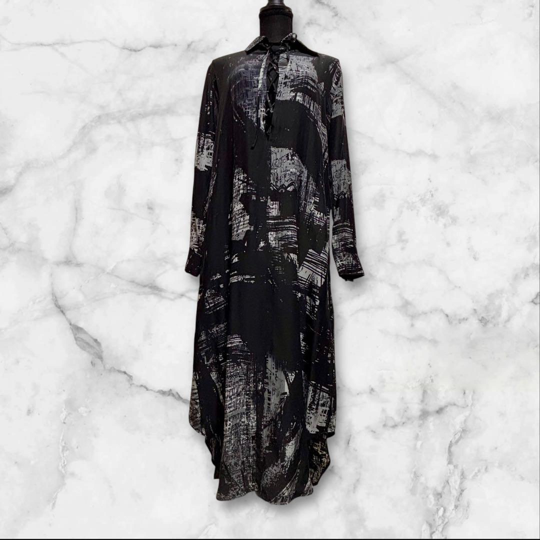 極美品【Yohji Yamamoto 】ロングワンピース 編み上げ　シルク【1