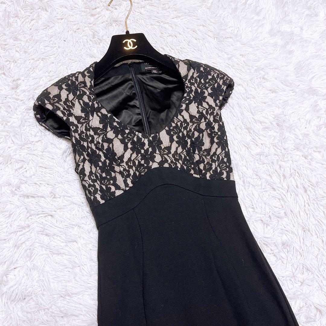 TED BAKER レース 2トーン タイト ドレス Vネック ノースリーブ