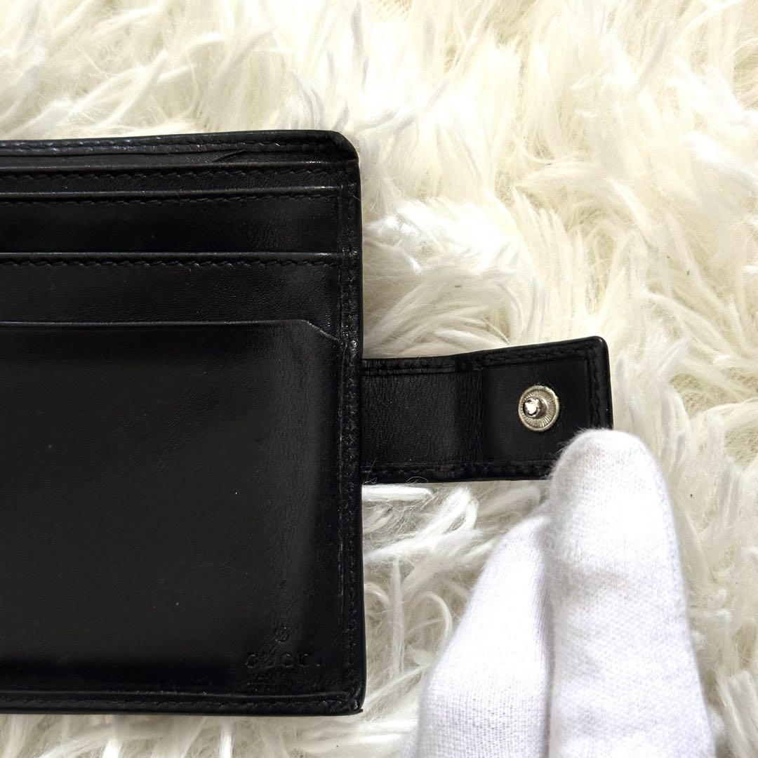 GUCCI GG柄 二つ折り財布 キャンバス レザー コンパクト 黒 希少