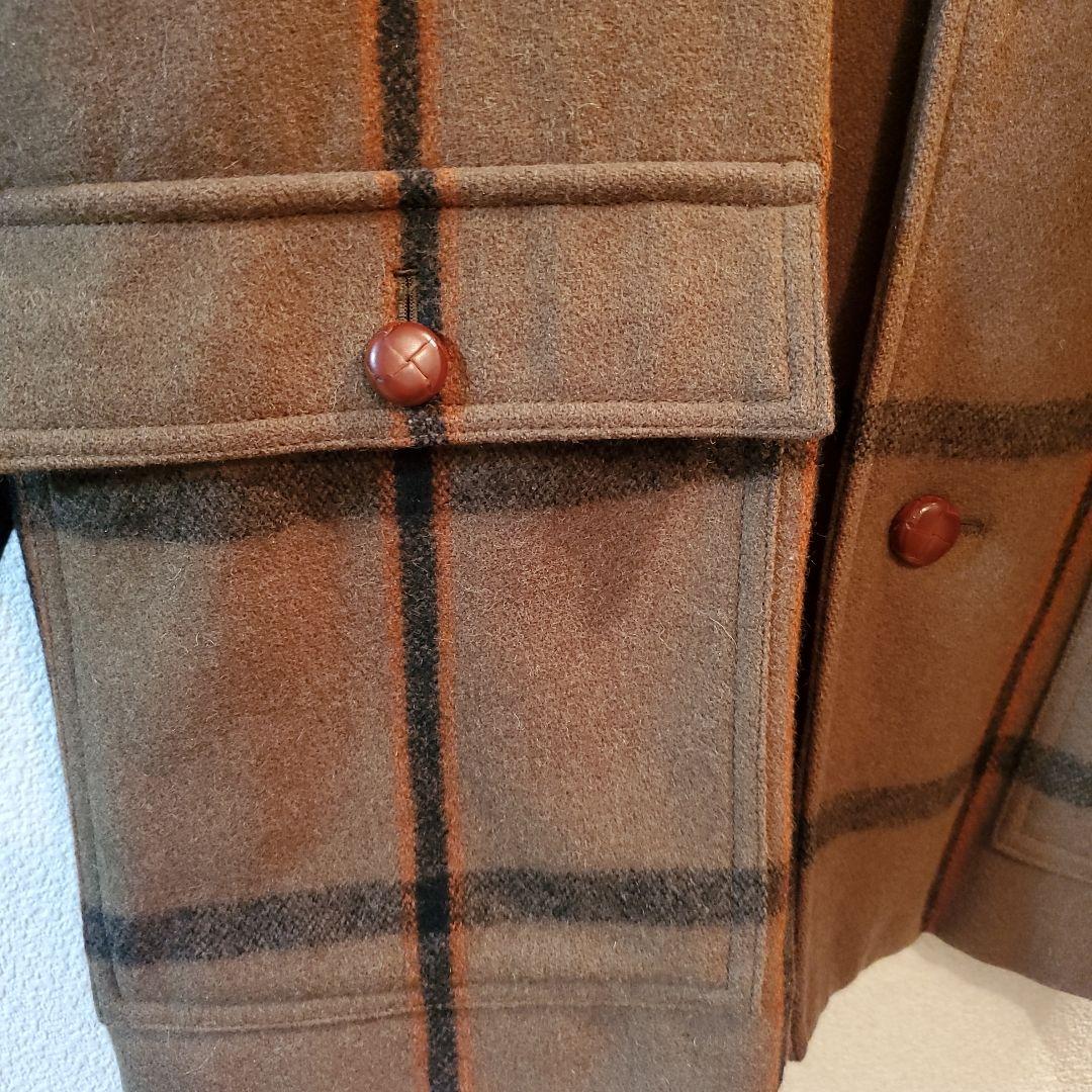 襟レザーチェックカバーオールL 襟レザーチェックカバーオールL