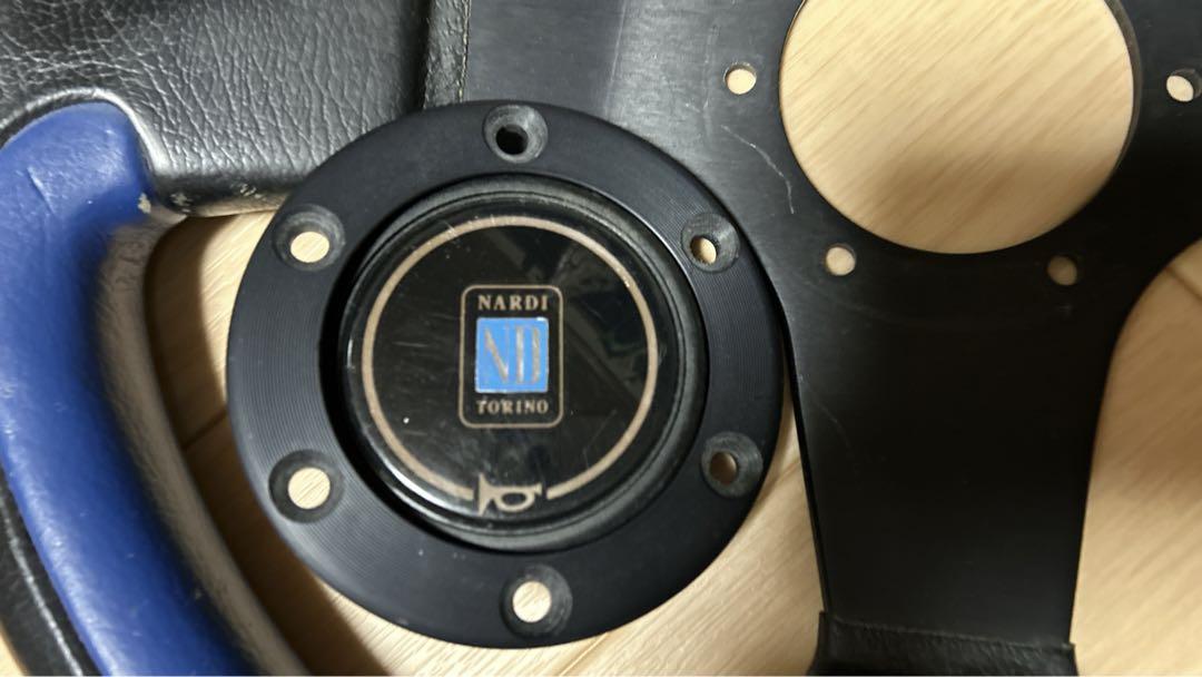 NARDI ブラック/ブルーレザーステアリング　径350mm