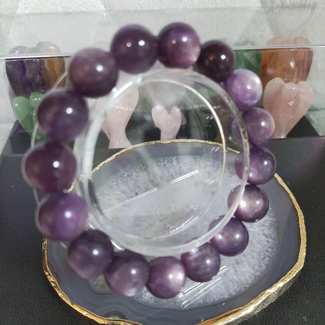 ⭐A級品⭐高品質 大玉 天然石 パープルマイカブレスレット 12mm⭐送料無料⭐