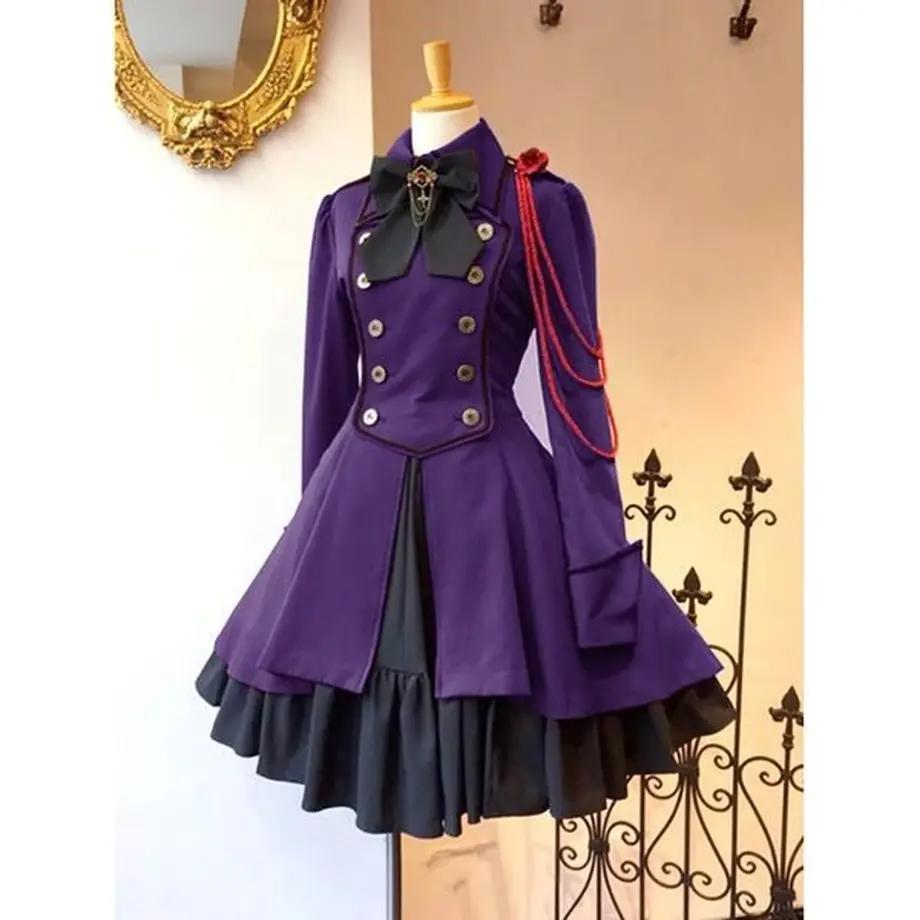 軍服ワンピース☆Mサイズ パープル☆コスプレゴスロリハロウィンアーミーアニメ