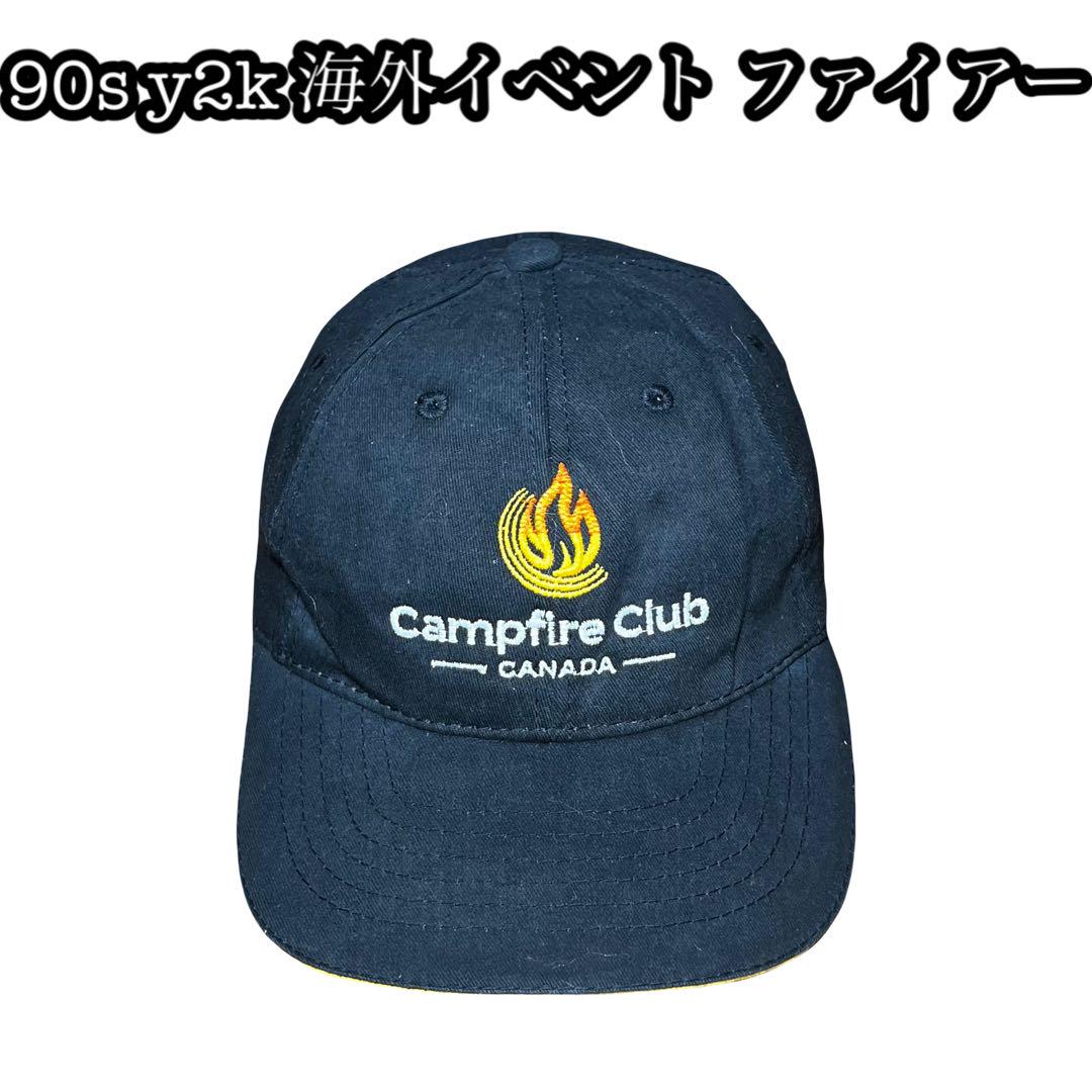 90s y2k 海外限定 企業 美品 ファイアー ブラック 刺繍 イベント 黒