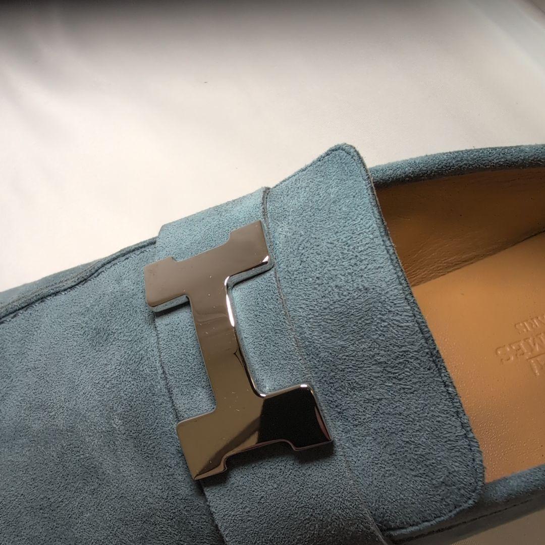 I*T様 【美品】HERMES エルメス モカシン パリ ブルー サイズ40　2
