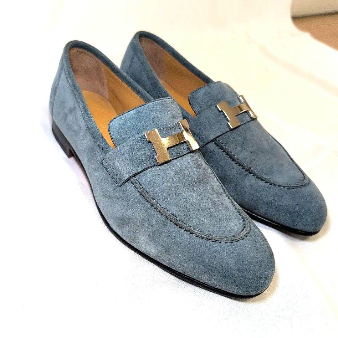 I*T様 【美品】HERMES エルメス モカシン パリ ブルー サイズ40　2