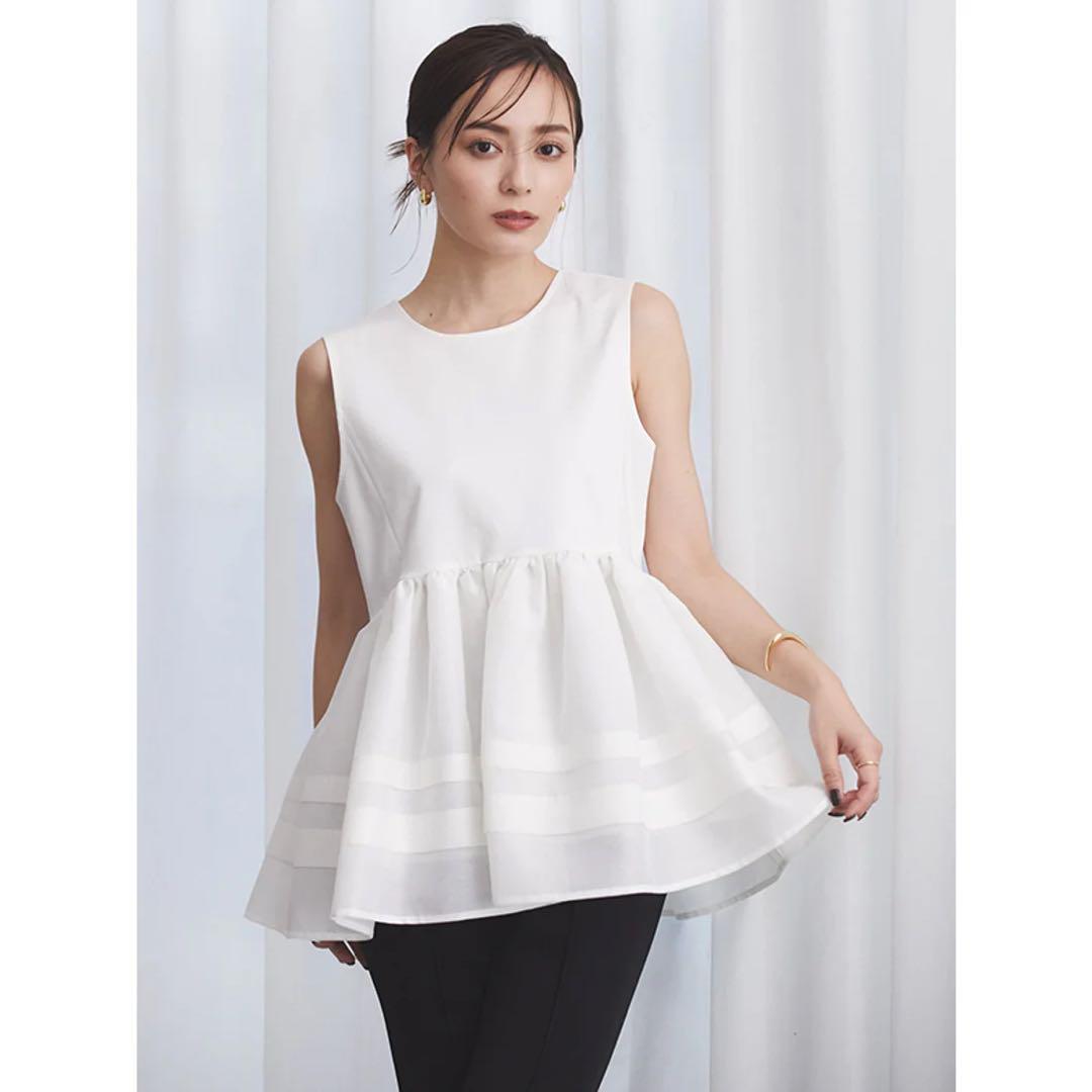 anuans（アニュアンス）カットドッキングボリュームトップス （WHITE）