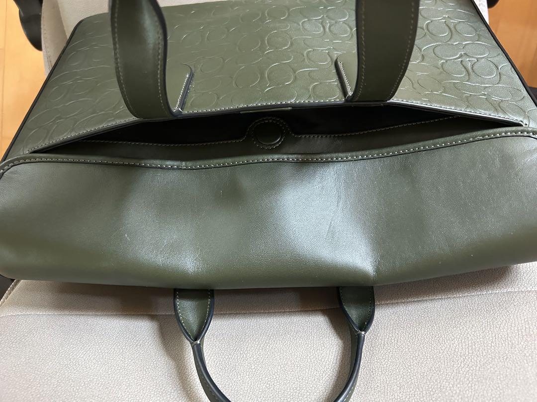 COACH オリーブグリーン（カーキ）革製ビジネスバッグ - メルカリ