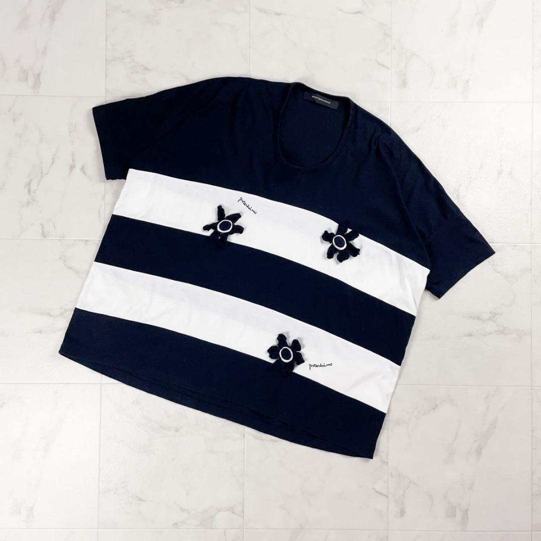 ポテチーノ パッチワークボーダーTシャツ ブラック サイズF*CD303