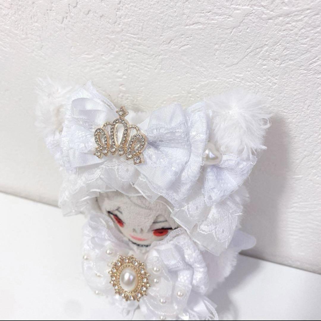 にじぱぺっと♡10cmサイズ ぬい服♡ホワイト♡ねこちゃん チャーム付き♪2点