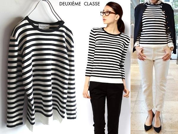 安い割引 Deuxieme 完売 Classe 白黒 mareボーダーニット 金ボタン 購入可能商品 ニット *ボーダー Classe Deuxieme ニット/セーター