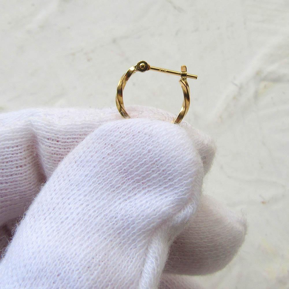 K18 フープピアス S ツイスト 片耳 ピアス フープ 18K 18KYG