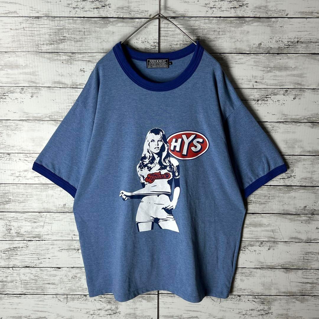 3202M【美品】ヒステリックグラマー☆ヒスガール ビッグロゴ リンガーＴシャツ