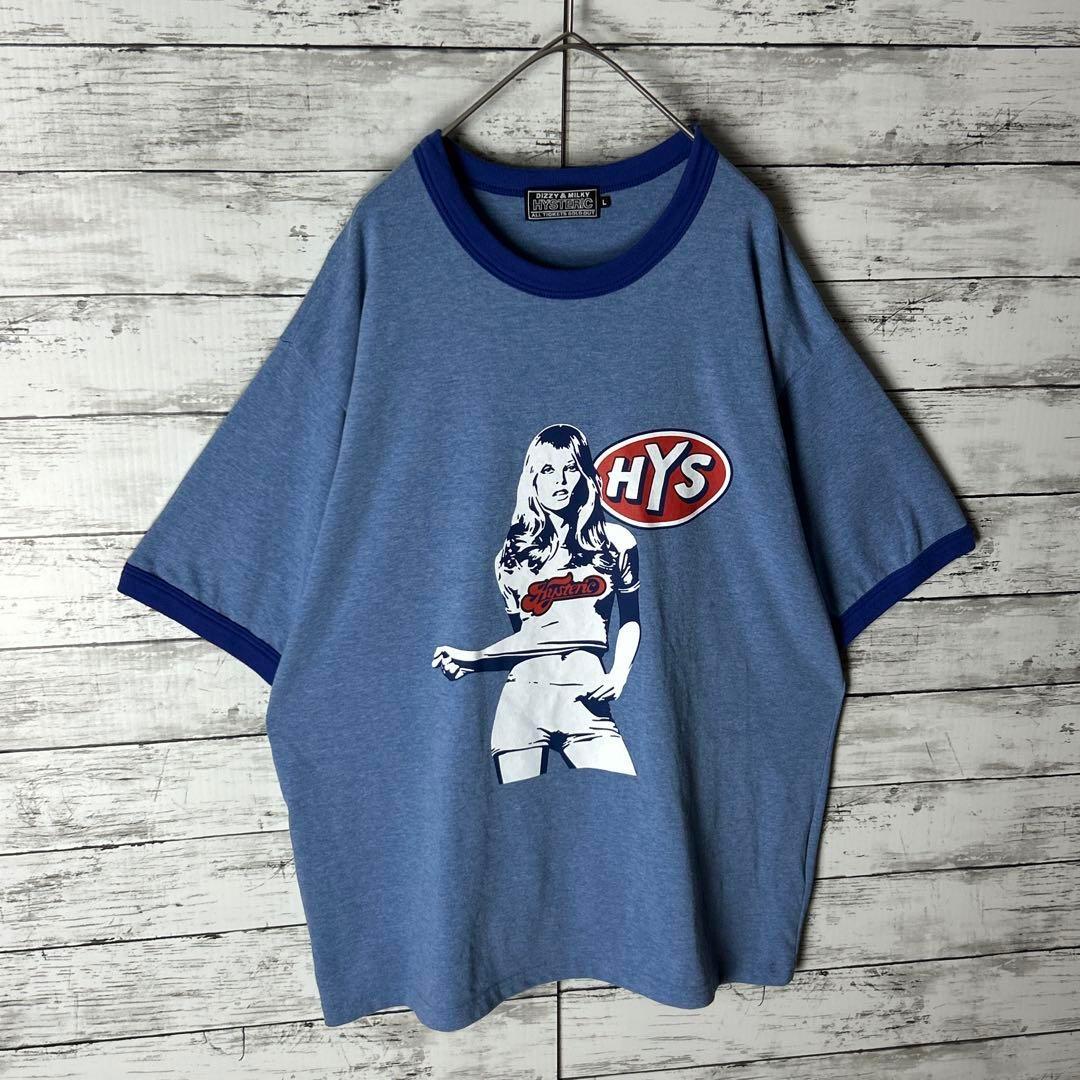 3202M【美品】ヒステリックグラマー☆ヒスガール ビッグロゴ リンガーＴシャツ