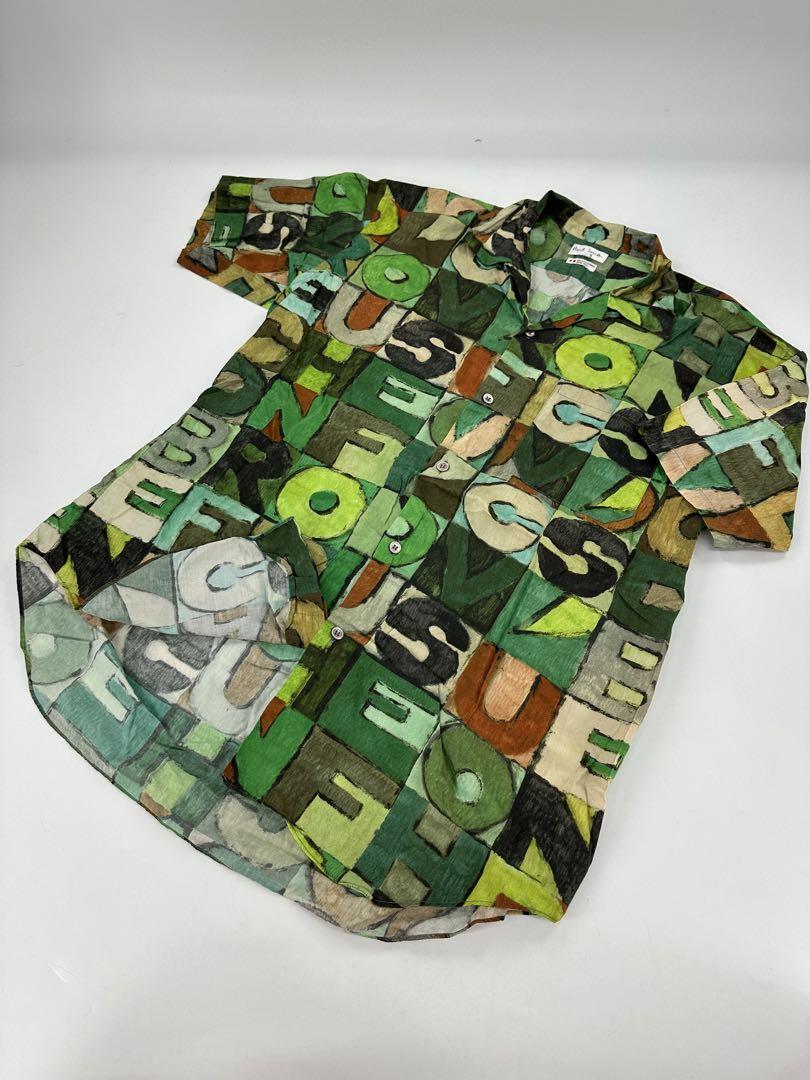 希少/ヴィンテージ 80〜90s/paul smith/総ロゴ 半袖シャツ/M