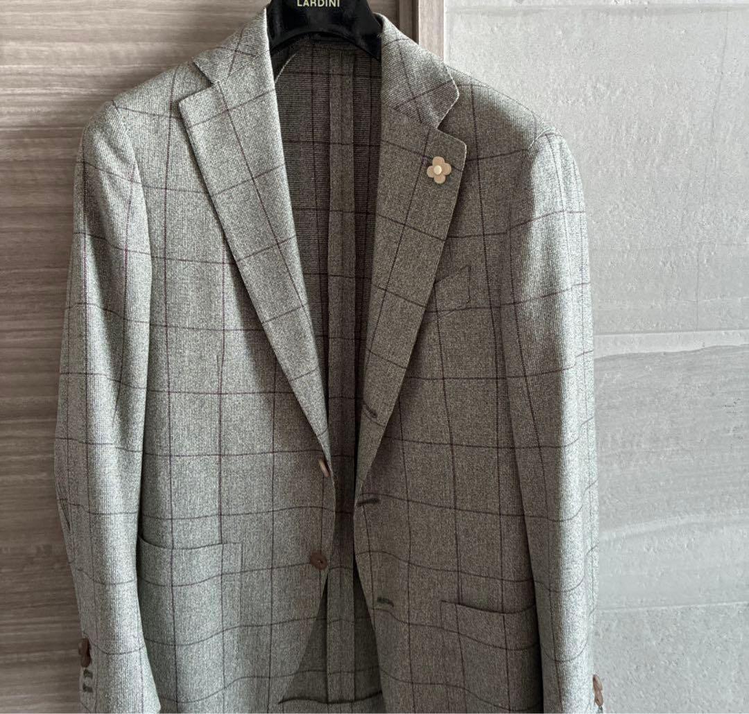 LARDINI グレー チェック テーラードジャケット 44S LARDINI