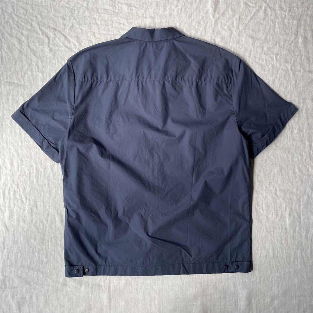 プラダ PRADA Tシャツ カットソー 半袖 Vネック ロゴ刺繍 L 紺