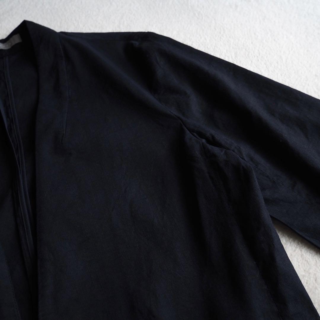 theory luxe リネン混 ノーカラー カラーレスジャケット 紺 36