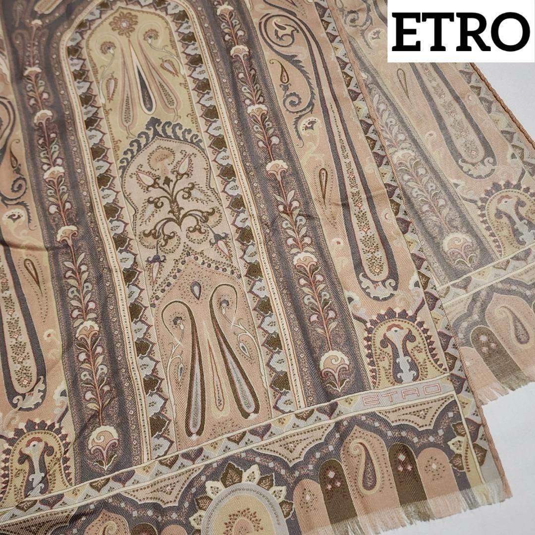 ETRO エトロ ストール ペイズリー柄 ウール混 ピンクEtro