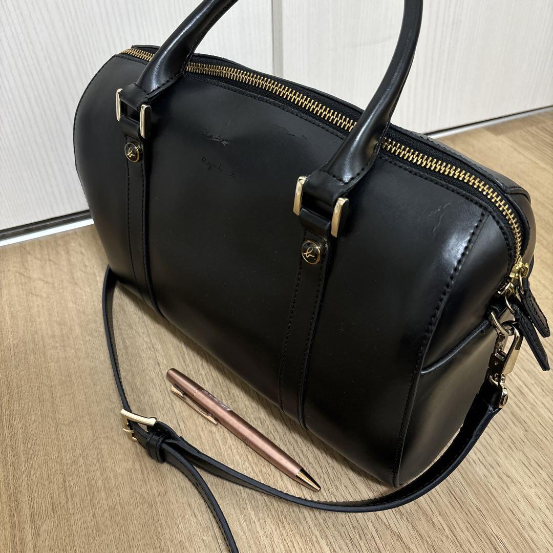アニエスべー ナイロンボストンバッグ 2way ショルダー ブラック
