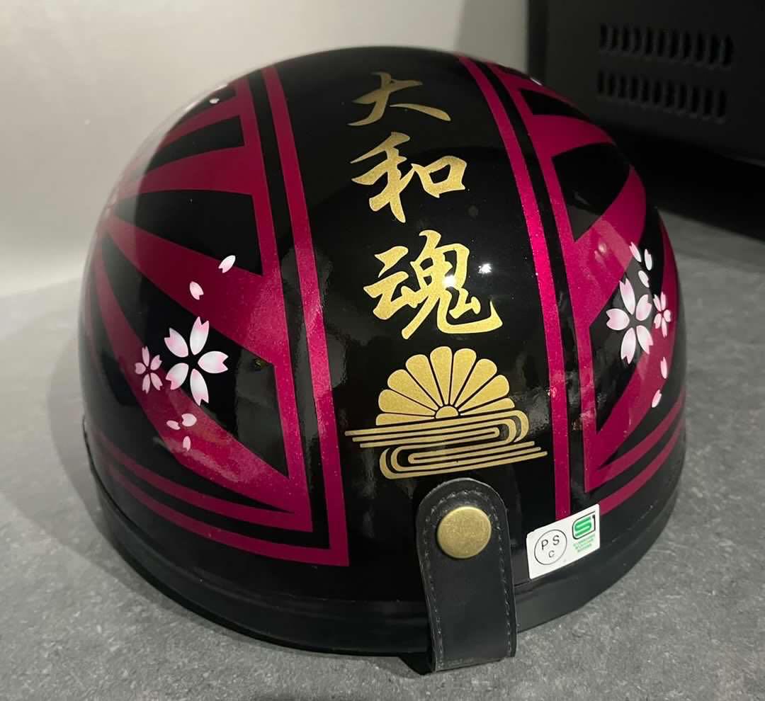 黒ピンク 富士日章 コルク半 ヘルメット