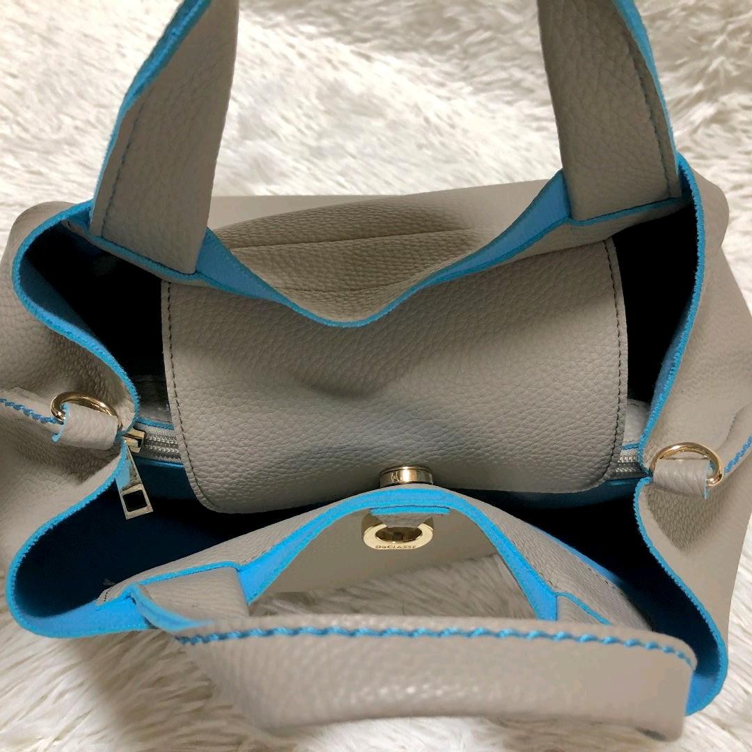 通販低価 美品 ハンドバッグ ベージュ ブルーライン XGUK8-m21952319102 ドゥクラッセ 2wayバッグ 高品質国産