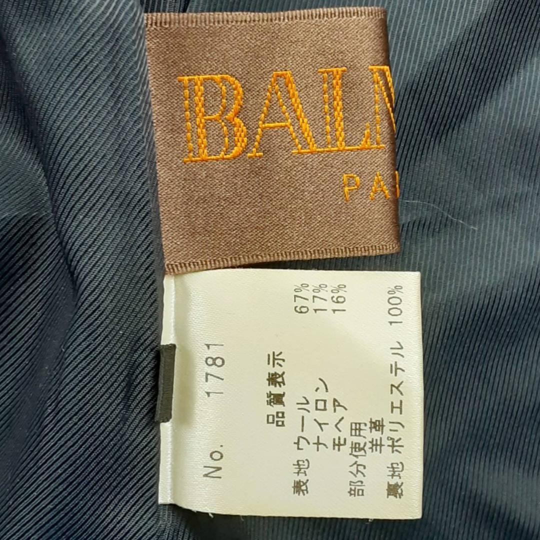希少デザイン◎バルマン BALMAIN ダッフルコート レザー切替 モヘア混