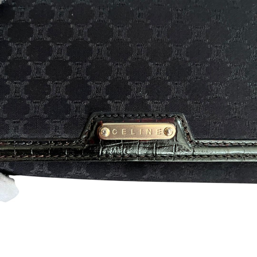 美品 セリーヌ CELINE 長財布 マカダム柄 箱付ダークブラウン系
