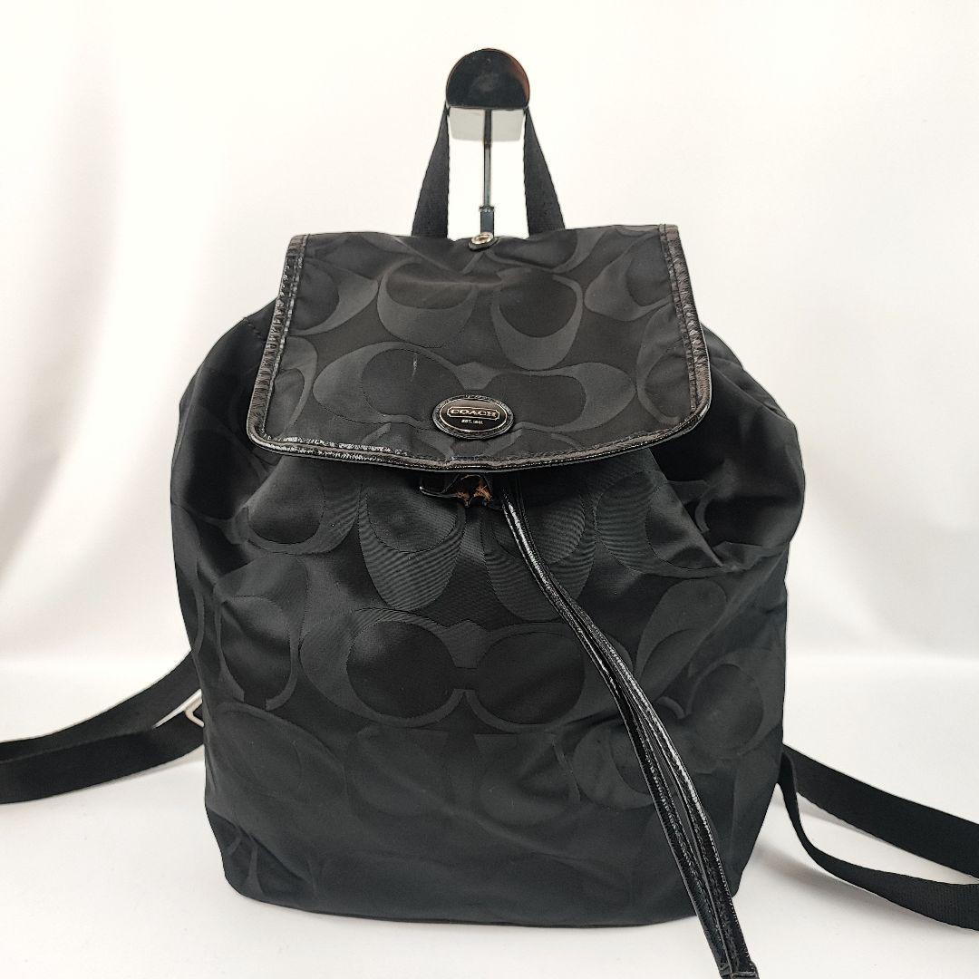 COACH　コーチ　リュック　シグネチャー　折りたたみ　ナイロン　ブラック
