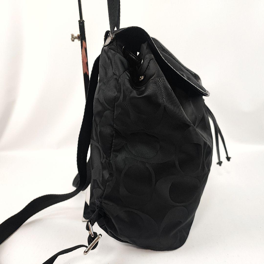 COACH　コーチ　リュック　シグネチャー　折りたたみ　ナイロン　ブラック