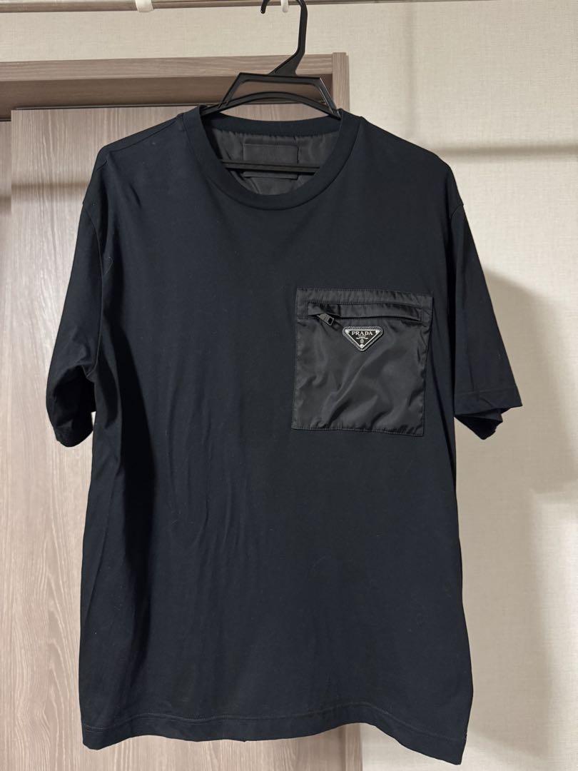 【PRADA】Re-Nylon xジャージー Tシャツ★ブラック★M PRADA Re-Nylon x ジャージー Tシャツ ブラック