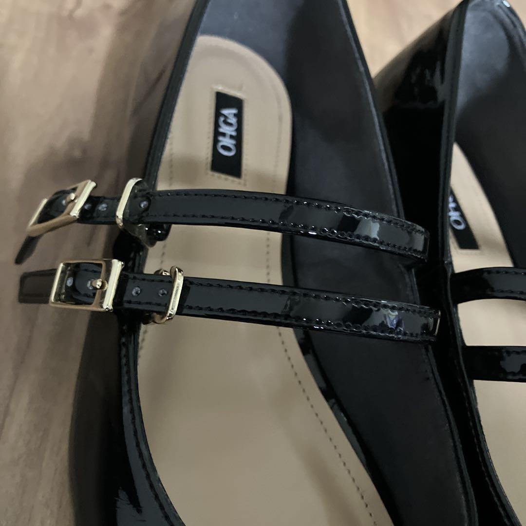 OHGA ダブルストラップパンプス　24.5 OHGA ダブルストラップ フラットシューズ24.5